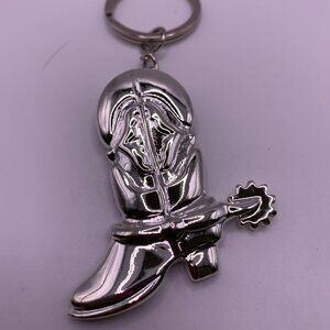 🐱 5 for $10.  Silvertone Cowboy Boot Keychain 3 1/2"